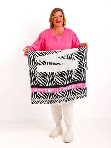 ZOE Schal - offwhite/schwarz/pink