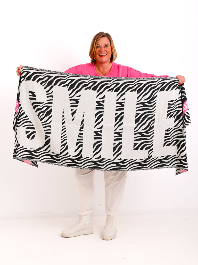 ZOE Schal - offwhite/schwarz/pink