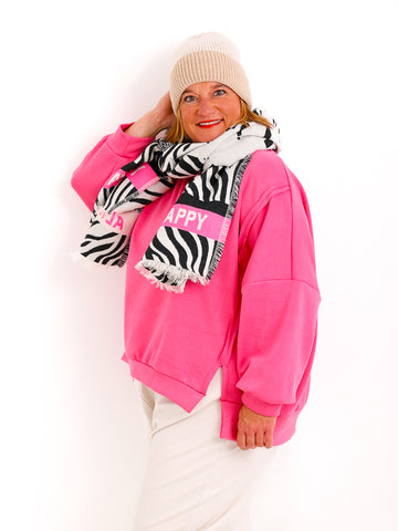 ZOE Schal - offwhite/schwarz/pink