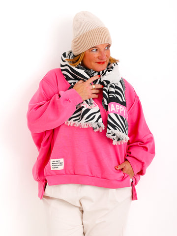 ZOE Schal - offwhite/schwarz/pink