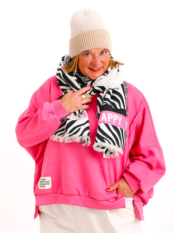 ZOE Schal - offwhite/schwarz/pink