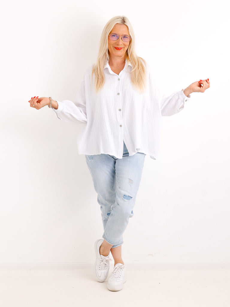 Musselin Oversize Bluse SIENNA.S - 100% Baumwolle - Gr. 38-44