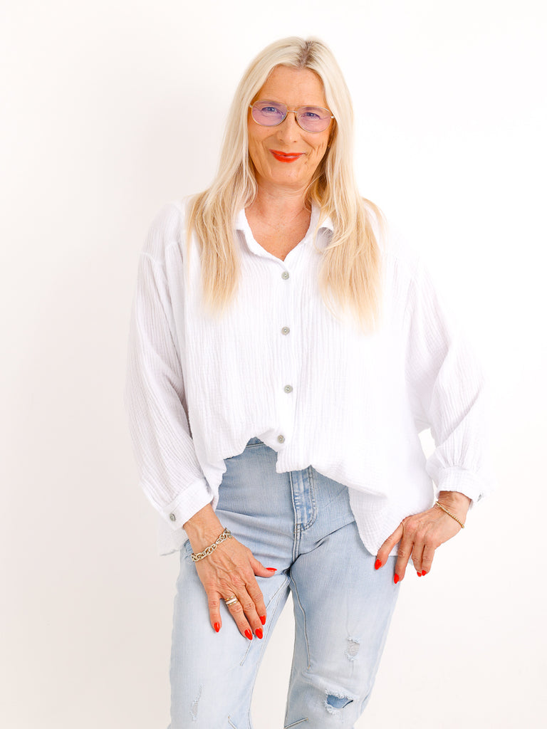 Musselin Oversize Bluse SIENNA.S - 100% Baumwolle - Gr. 38-44