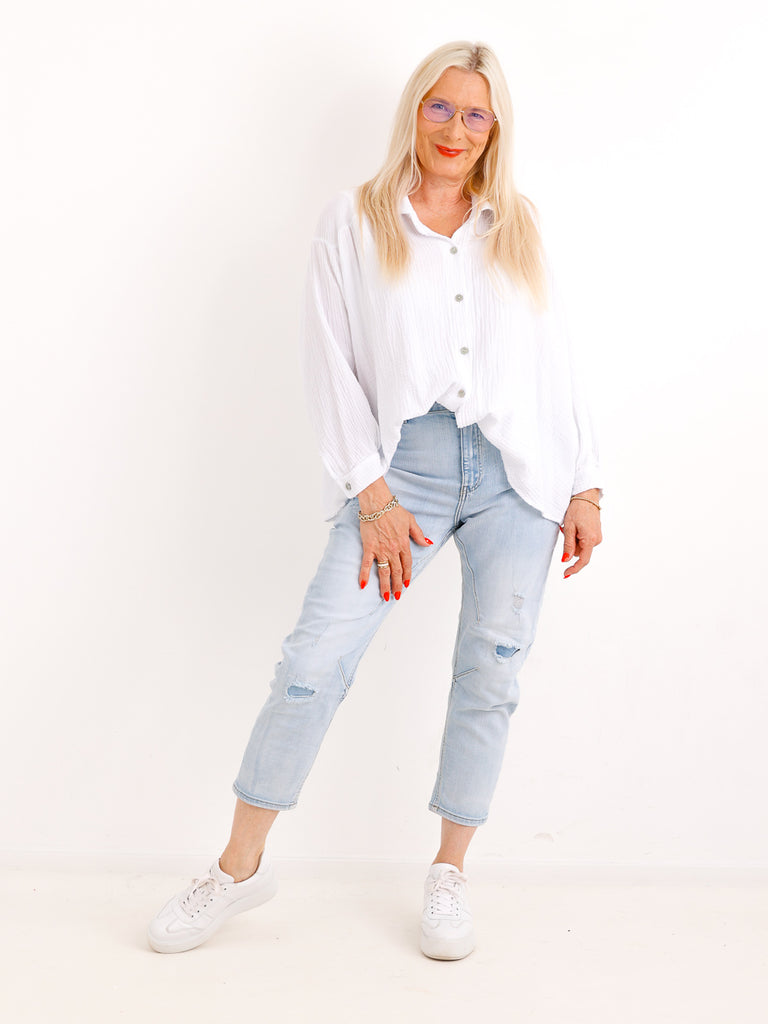 Musselin Oversize Bluse SIENNA.S - 100% Baumwolle - Gr. 38-44
