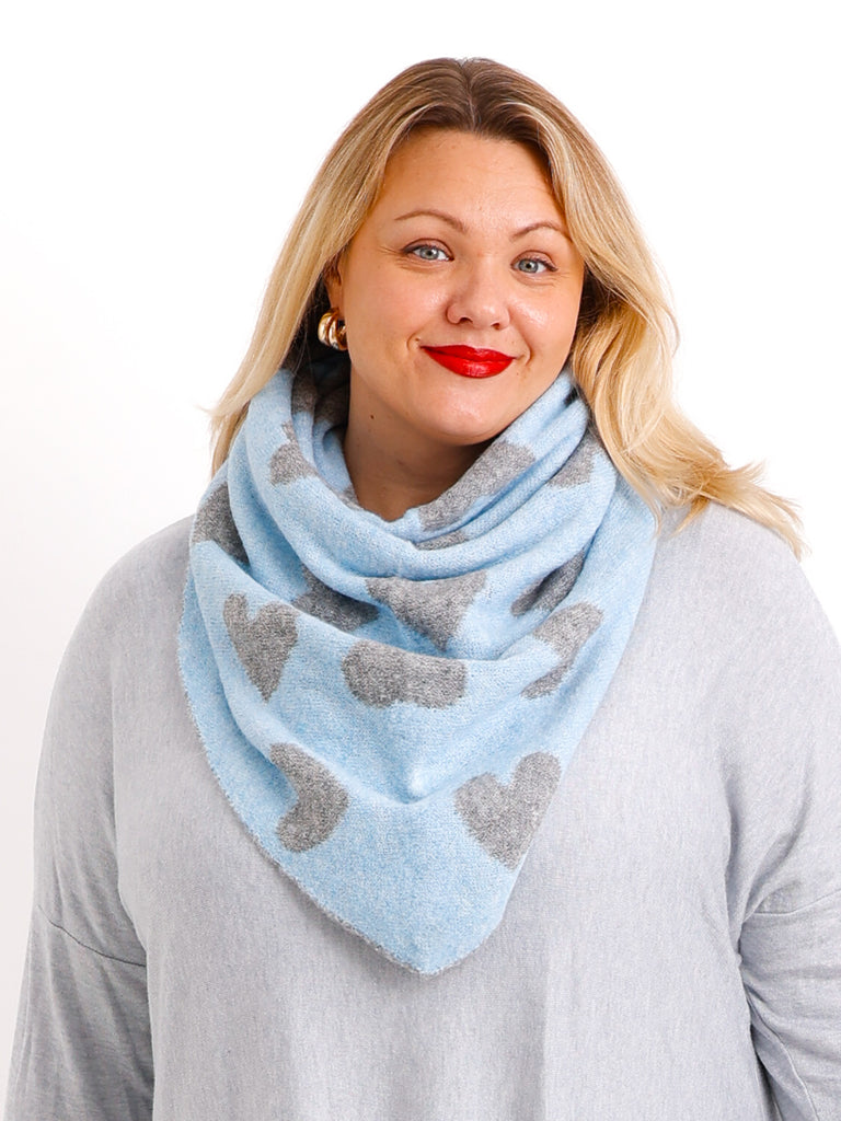 JUNA Dreiecksschal - blau/grau