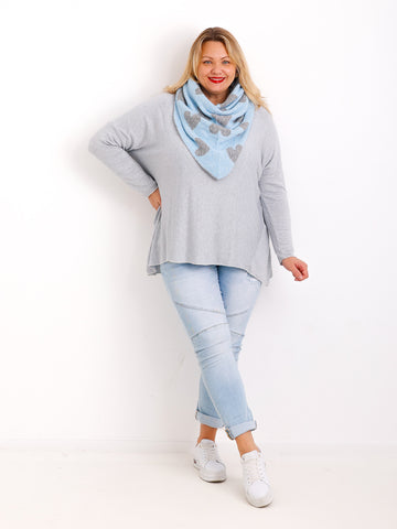 JUNA Dreiecksschal - blau/grau