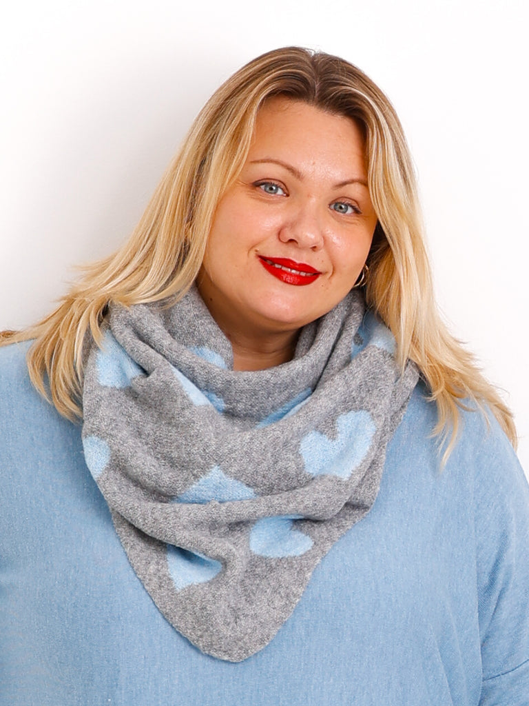 JUNA Dreiecksschal - blau/grau