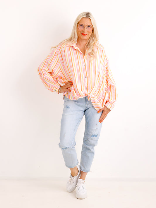 Oversize Musselin-Bluse TONIA.S– Gestreift – 100 % Baumwolle – Gr. 38-48