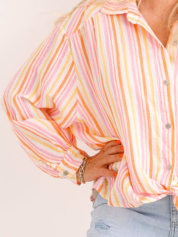 Oversize Musselin-Bluse TONIA.S– Gestreift – 100 % Baumwolle – Gr. 38-48