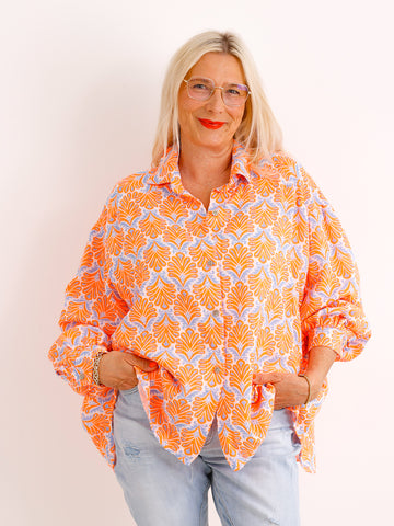 Oversize Musselin-Bluse LORETTA.S – orange – 100 % Baumwolle – Gr. 38-48
