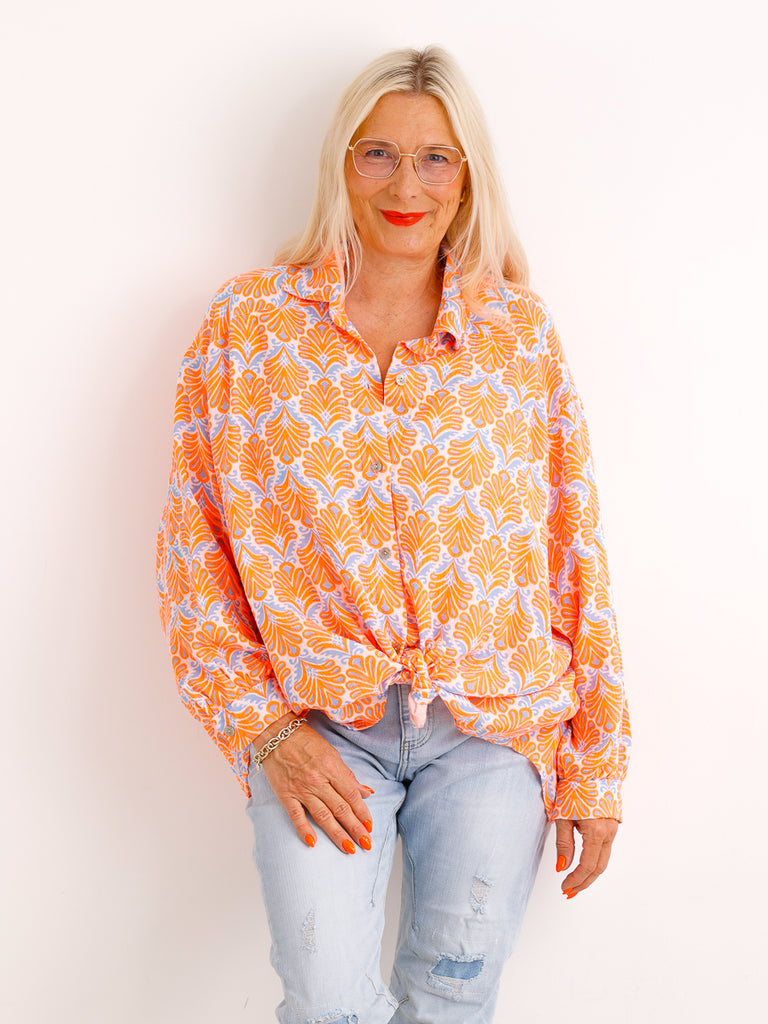 Oversize Musselin-Bluse LORETTA.S – orange – 100 % Baumwolle – Gr. 38-48