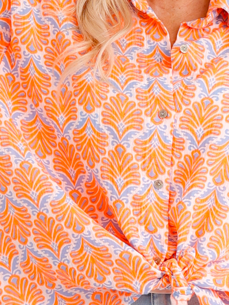 Oversize Musselin-Bluse LORETTA.S – orange – 100 % Baumwolle – Gr. 38-48