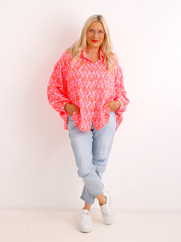 Oversize Musselin-Bluse LORETTA.S – koralle – 100 % Baumwolle – Gr. 38-48