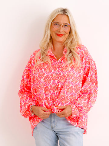 Oversize Musselin-Bluse LORETTA.S – koralle – 100 % Baumwolle – Gr. 38-48