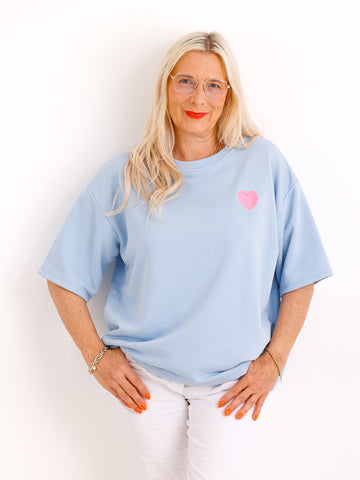 Oversize Kurzarm-Sweater DOLLY.S – Herz-Patch – Soft-Haptik – Gr. 38-42