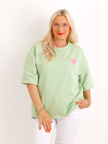 Oversize Kurzarm-Sweater DOLLY.S – Herz-Patch – Soft-Haptik – Gr. 38-42