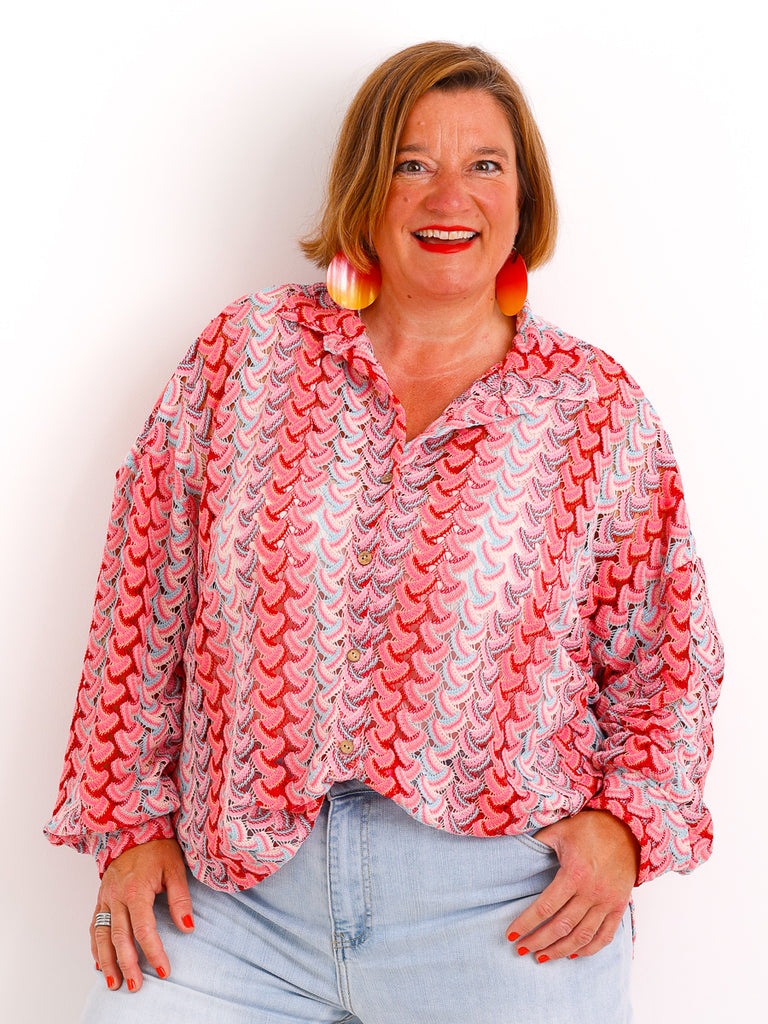 Oversize Ajour-Bluse NAOMI.S – Feine Lace-Struktur – Fließender Fall – Gr. 38-48