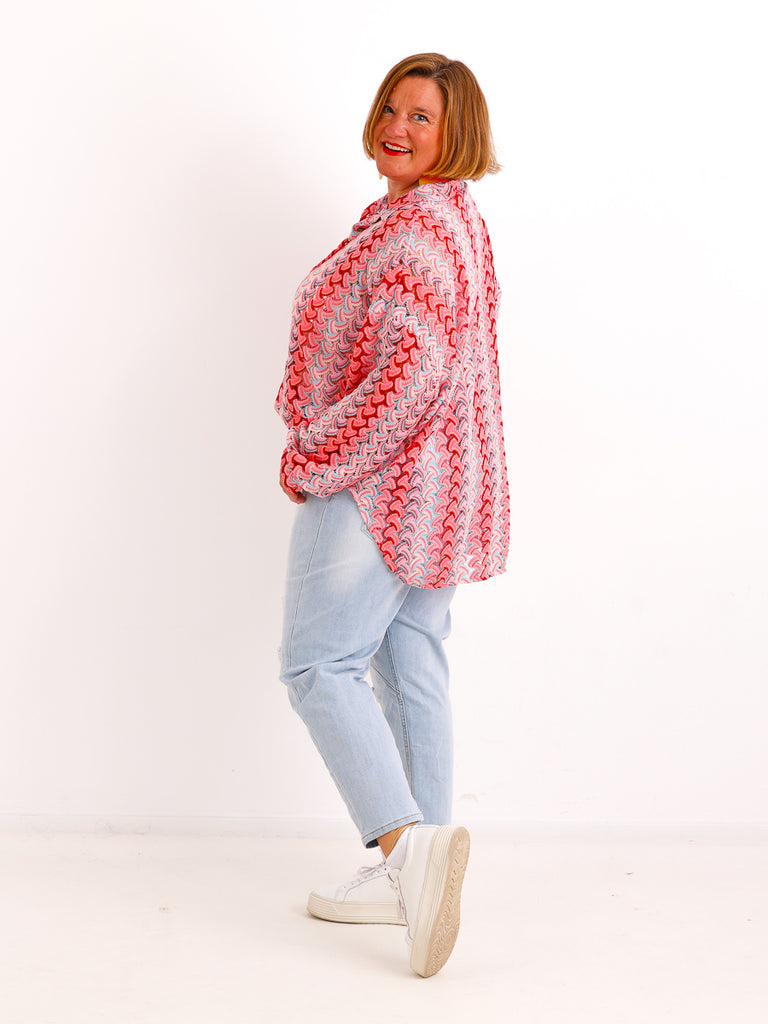 Oversize Ajour-Bluse NAOMI.S – Feine Lace-Struktur – Fließender Fall – Gr. 38-48
