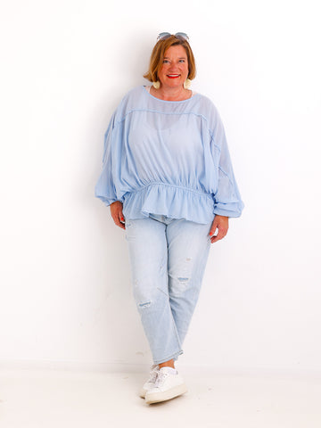 Oversize-Tunika LUNA.S – 100 % Baumwolle – Fledermausärmel – Gr. 38-48