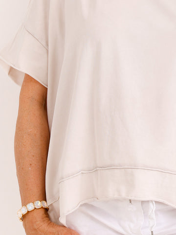 Oversize V-Neck T-Shirt JANICE.S – Premium Baumwolle – Rollsaum – Gr. 38-44