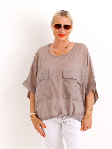 Oversize Tunika DESI.S – Verstellbarer Tunnelzug – Gr. 38-50