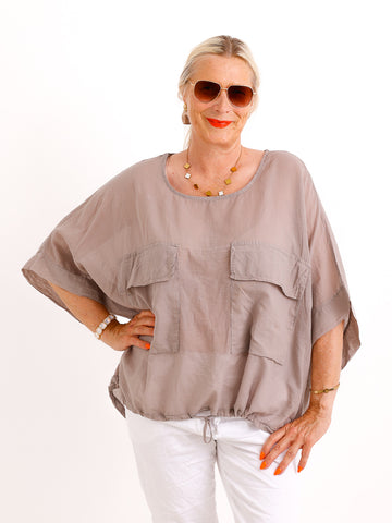 Oversize Tunika DESI.S – Verstellbarer Tunnelzug – Gr. 38-50