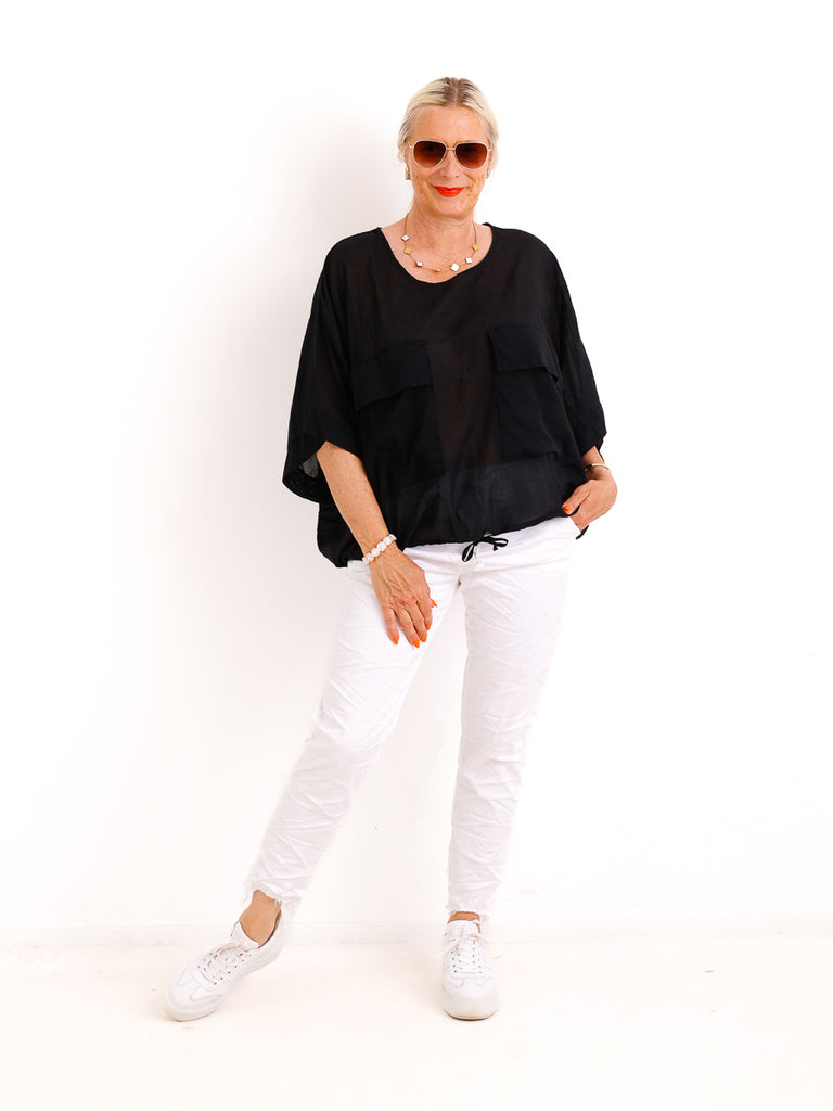 Oversize Tunika DESI.S – Verstellbarer Tunnelzug – Gr. 38-50