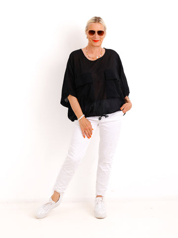 Oversize Tunika DESI.S – Verstellbarer Tunnelzug – Gr. 38-50
