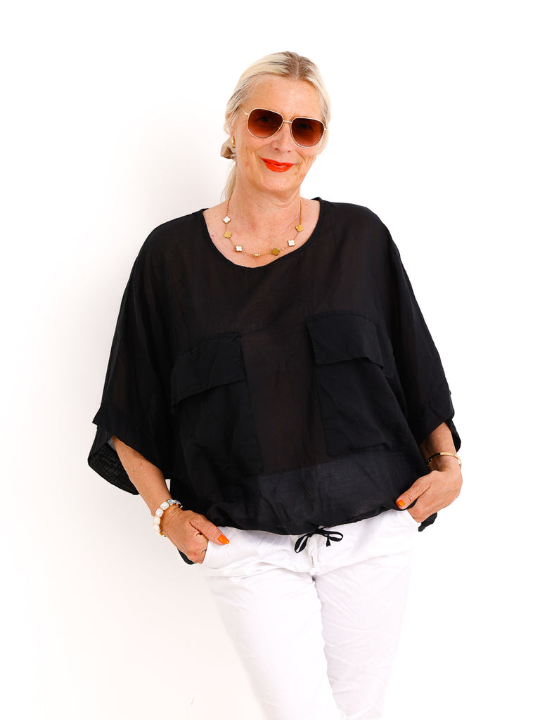 Oversize Tunika DESI.S – Verstellbarer Tunnelzug – Gr. 38-50