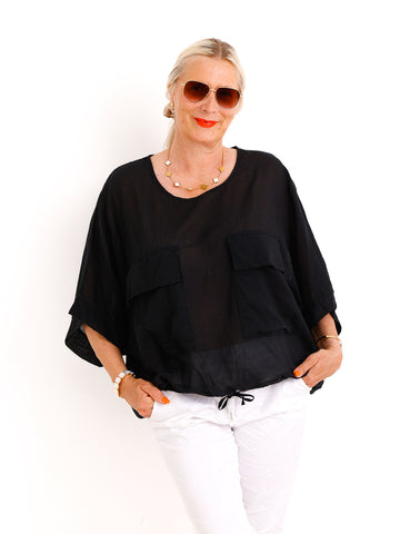 Oversize Tunika DESI.S – Verstellbarer Tunnelzug – Gr. 38-50