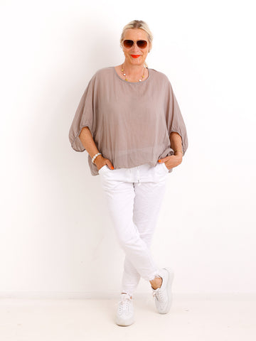 Oversize-Baumwollbluse EVE.S – Charmante Rückenschleife – Gr. 38-48