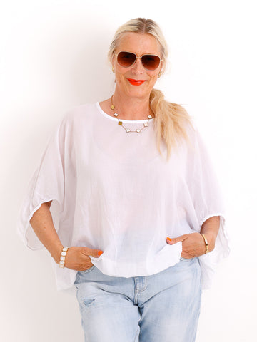 Oversize-Baumwollbluse EVE.S – Charmante Rückenschleife – Gr. 38-48