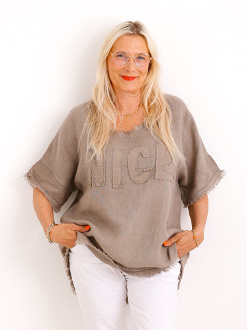 Oversize Leinen-Shirt SARAH.S mit Jersey-Rücken & Komfort-Stretch – Gr. 36-46