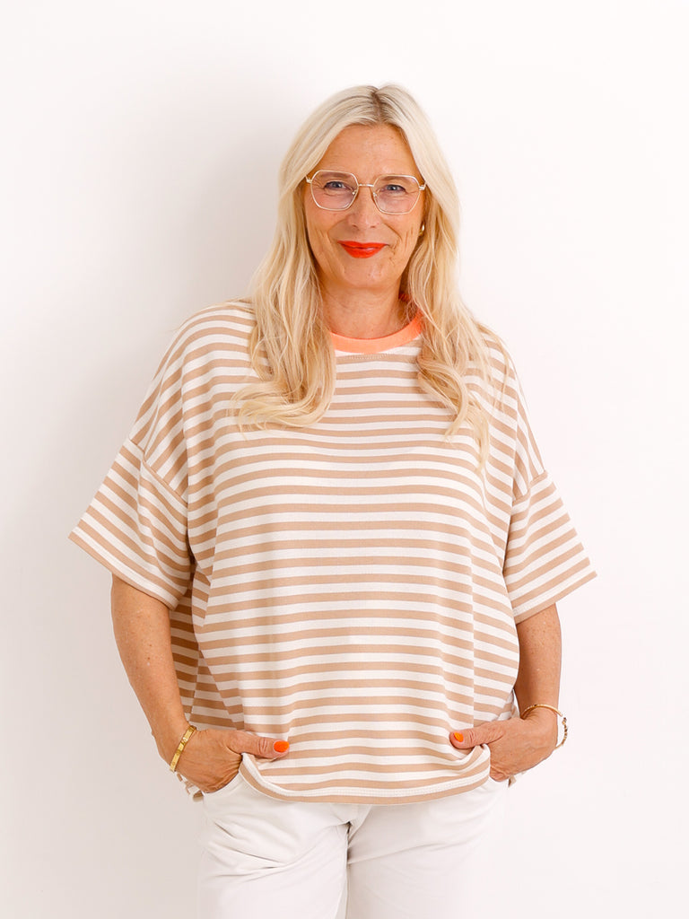 T-Shirt JULIA.S – Geringelt & Kontrast-Ausschnitt - Gr. 38–44