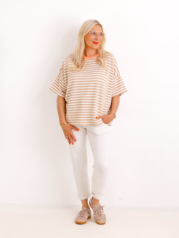 T-Shirt JULIA.S – Geringelt & Kontrast-Ausschnitt - Gr. 38–44