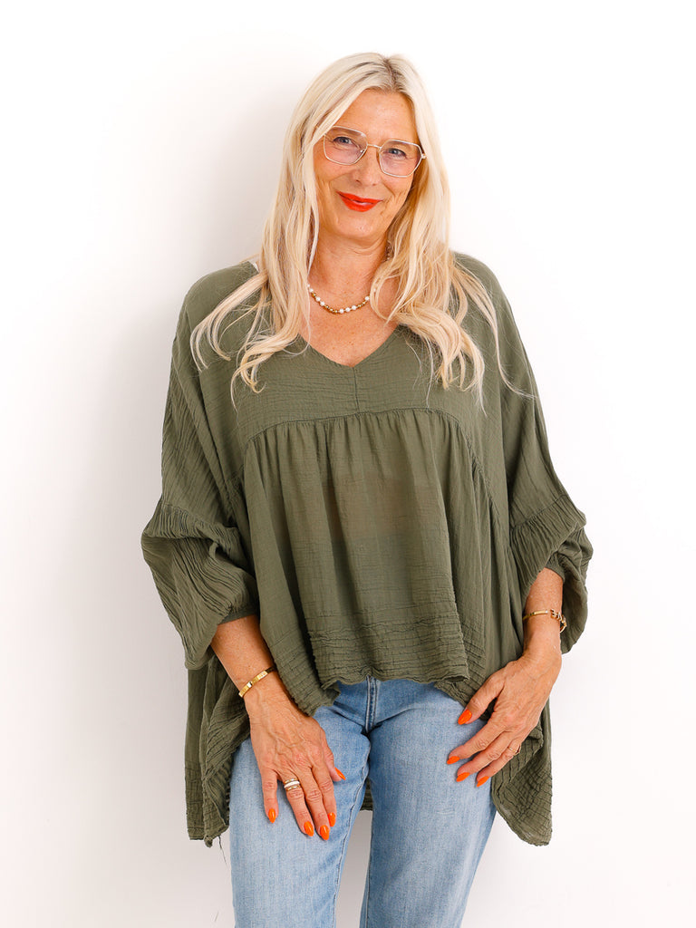Oversize Tunika FAYE.S – 100% Baumwolle – Semi-transparent – Gr. 36-46