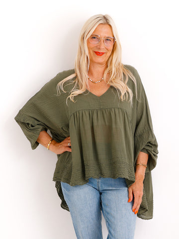 Oversize Tunika FAYE.S – 100% Baumwolle – Semi-transparent – Gr. 36-46