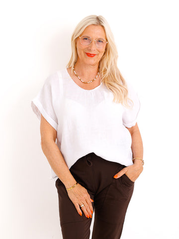 Leinenshirt CLEMENTINA.S – Paillettendetails & Leinenmix - Gr. 36–40