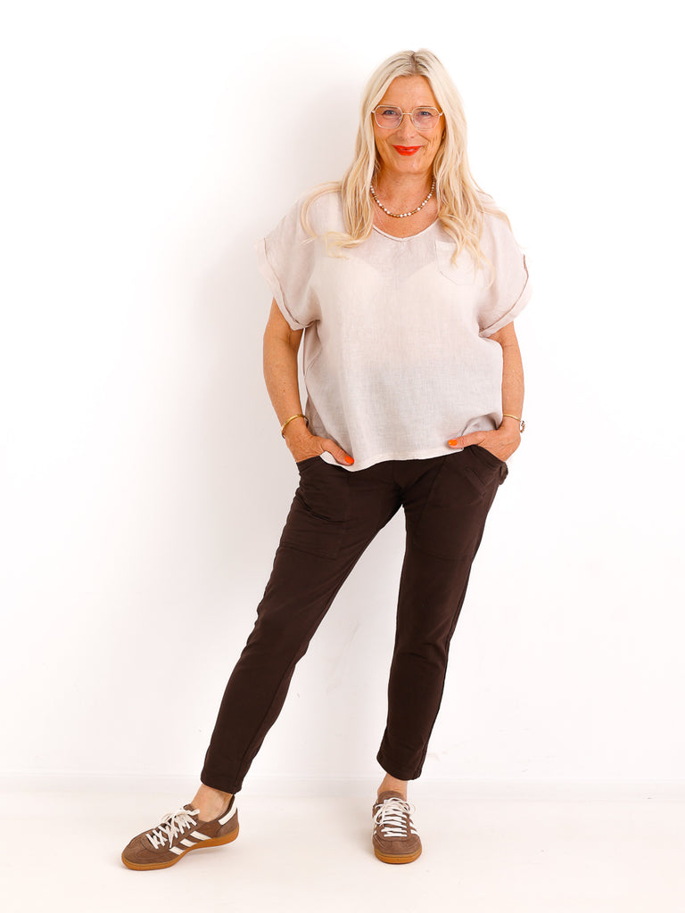 Leinenshirt CLEMENTINA.S – Paillettendetails & Leinenmix - Gr. 36–40