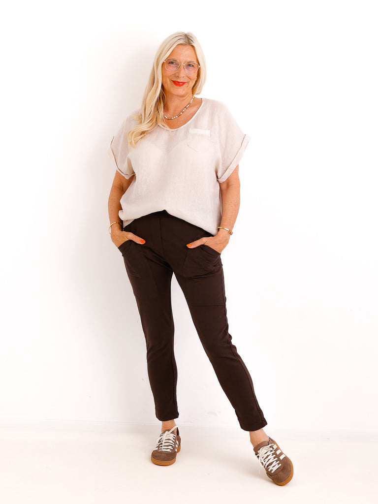 Leinenshirt CLEMENTINA.S – Paillettendetails & Leinenmix - Gr. 36–40