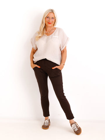 Leinenshirt CLEMENTINA.S – Paillettendetails & Leinenmix - Gr. 36–40