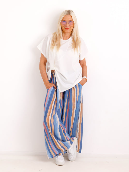 Marlenehose TOM.S mit edler Struktur-Optik – Komfort-Stretch – Blau - Gr. 38-44