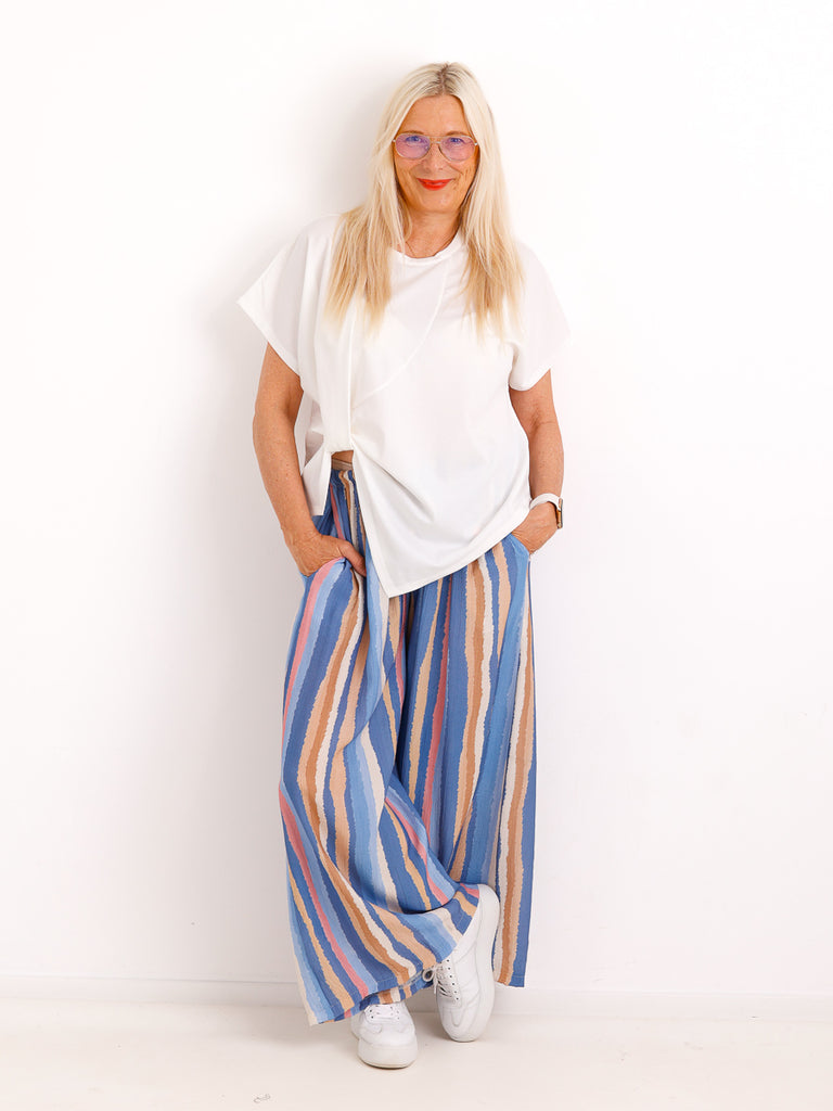 Marlenehose TOM.S mit edler Struktur-Optik – Komfort-Stretch – Blau - Gr. 38-44