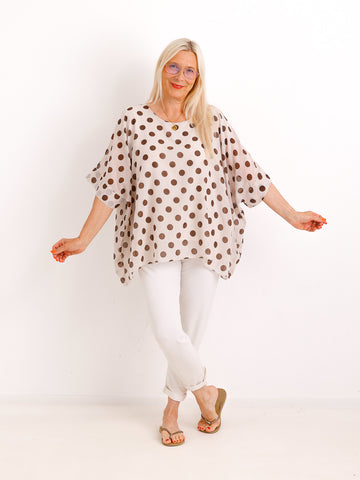 Curvy Size Blusenshirt DAISY.S – Luftig, feminin & mit trendigem Polka Dots –  Gr. 42-52