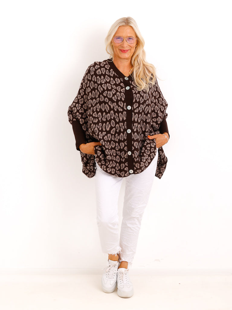 Oversize Strickjacke MALINA.S – Weicher Glattstrick & moderner Boxy-Schnitt – Gr. 38–48