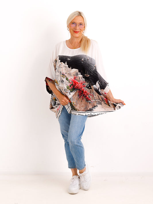 Oversize-Blusenshirt  MILLIE.S – Maritimes Skyline-Design – Gr. 42-54