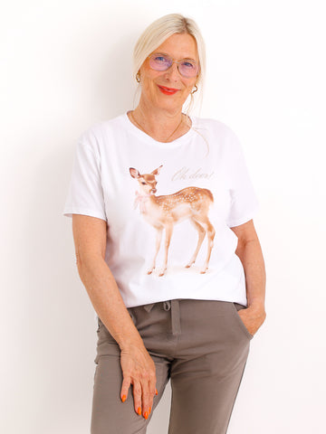 T-Shirt VIOLA.S – OH DEER Print & Strassdetails - Gr. 36–40