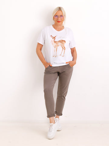 T-Shirt VIOLA.S – OH DEER Print & Strassdetails - Gr. 36–40