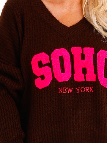 Oversize Strickpullover FLORINA.S – V-Ausschnitt & SOHO-Design – Gr. 38–44