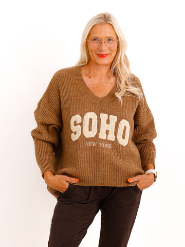 Oversize Strickpullover FLORINA.S – V-Ausschnitt & SOHO-Design – Gr. 38–44